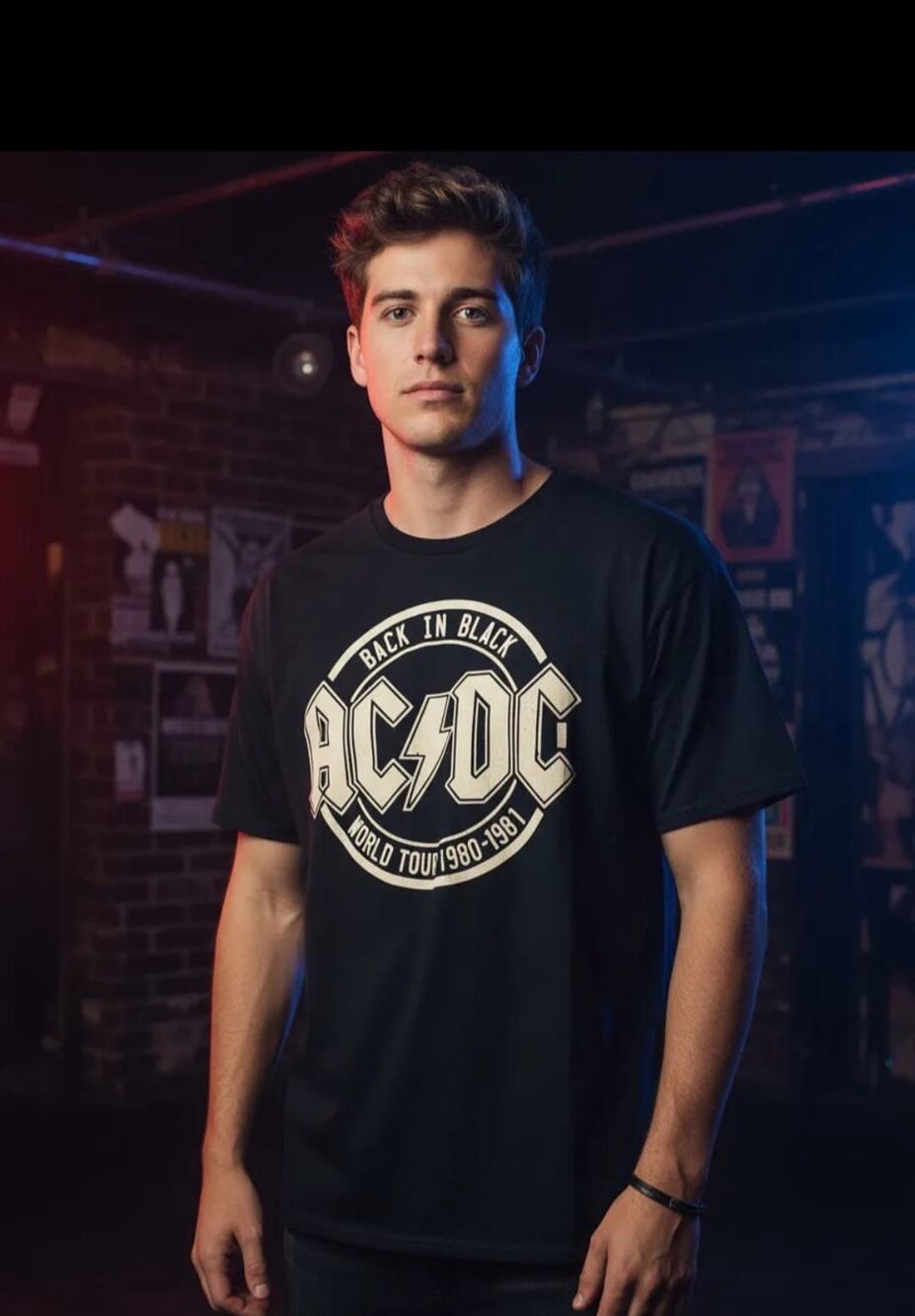 AC/DC Back In Black World Tour 1980-1981 T Shirt Black 100%Cotton Size 2XL